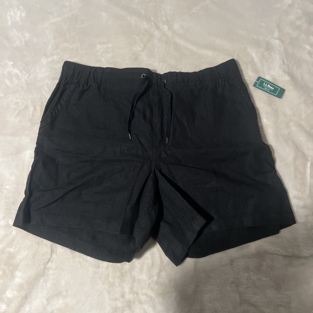 L.L. Bean Women's Favorite Fit Linen Black Shorts Size 18 Regular Black NWT